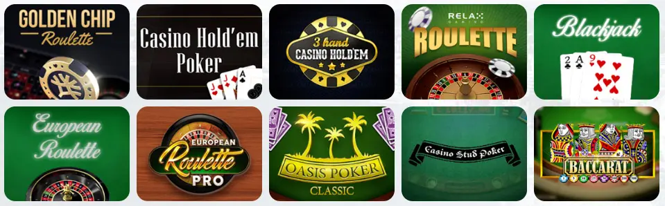 Jeux de table au Gambloria Casino